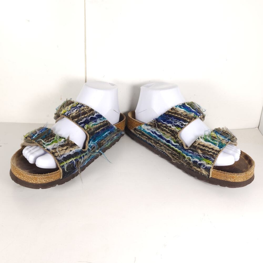 BIRKENSTOCK Women's Arizona 39 US8 Multicolor Suede Wool 2 Straps Slide Sandals - Picture 6 of 16